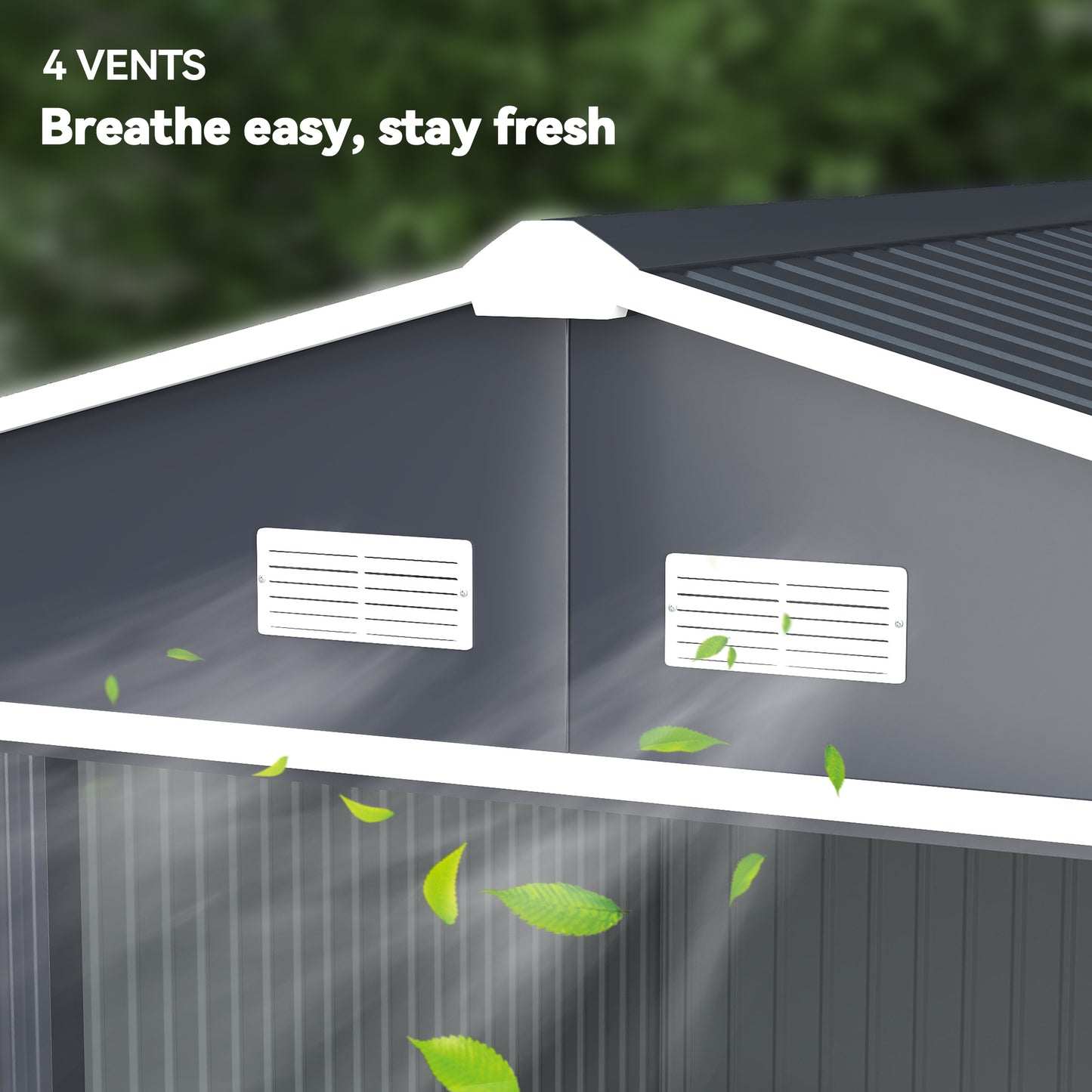 11 ft x 9 ft Metal Storage Shed with Foundation Kit, Dark Gray