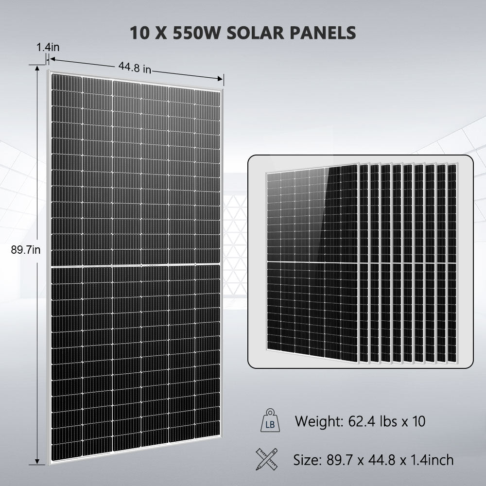 10kW Off-Grid Solar Kit with 20.48kWh Battery & 10 × 550W Panels image 3