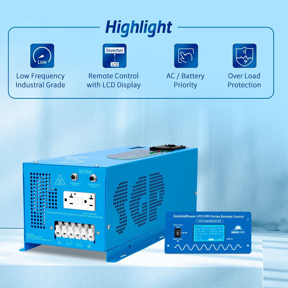 SunGoldPower 2000W inverter charger controls