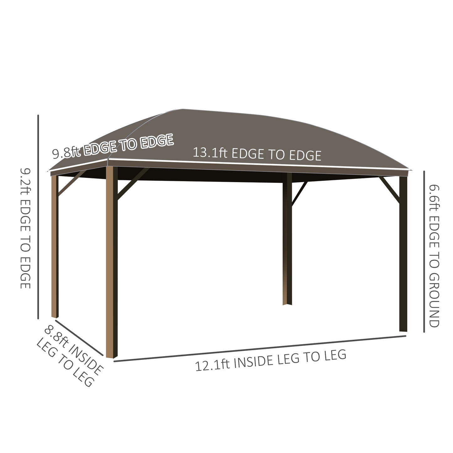 10 ft x 13 ft Aluminum Gazebo, Brown