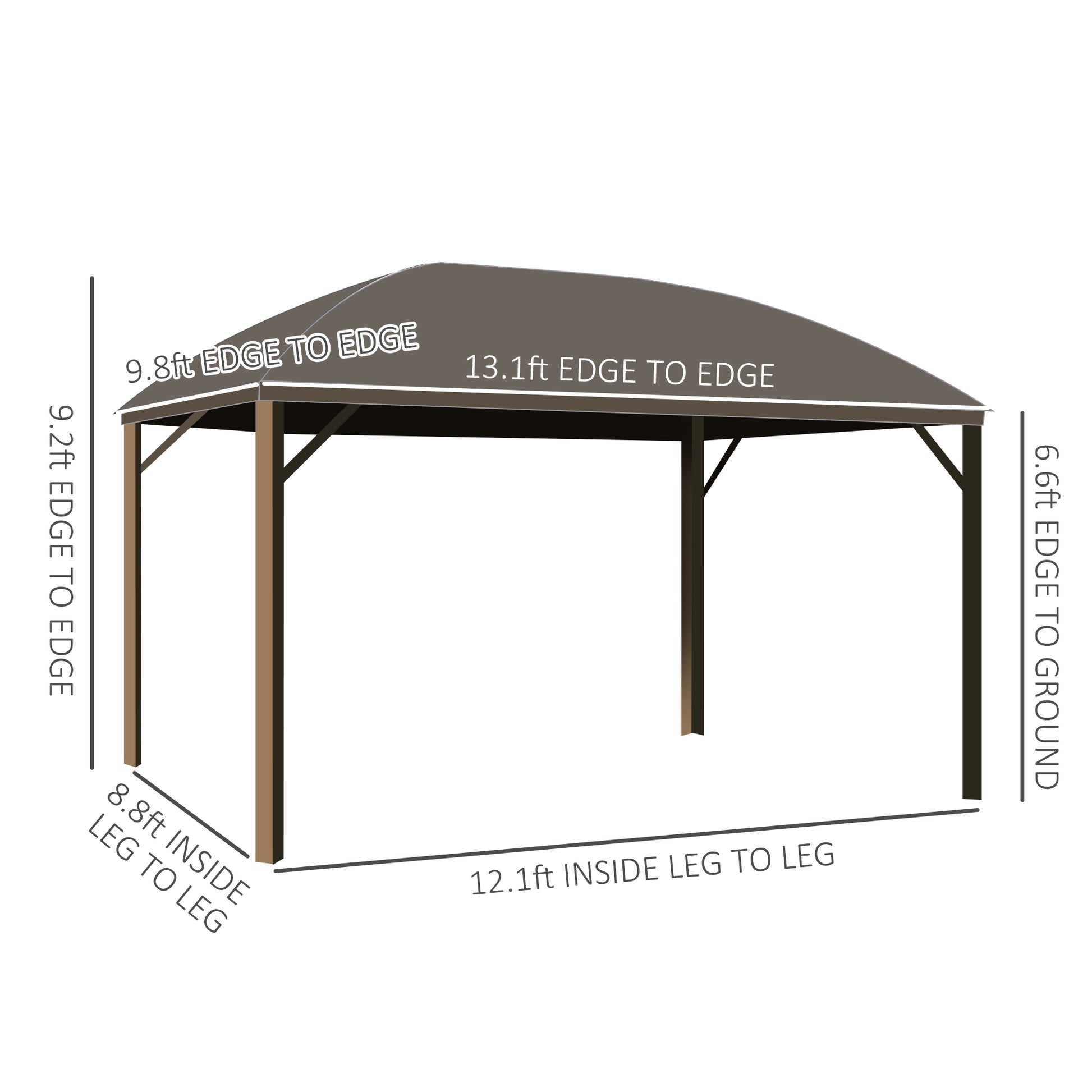 10 ft x 13 ft Aluminum Gazebo, Brown