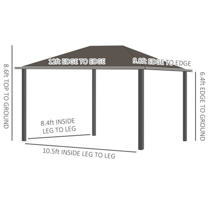 10 ft x 12 ft Aluminum Gazebo, Dark Gray