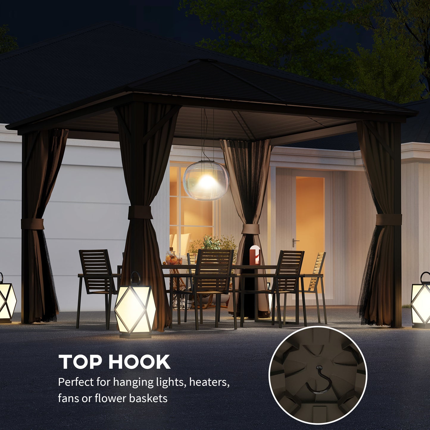10 ft x 10 ft Aluminum Gazebo, Dark Brown
