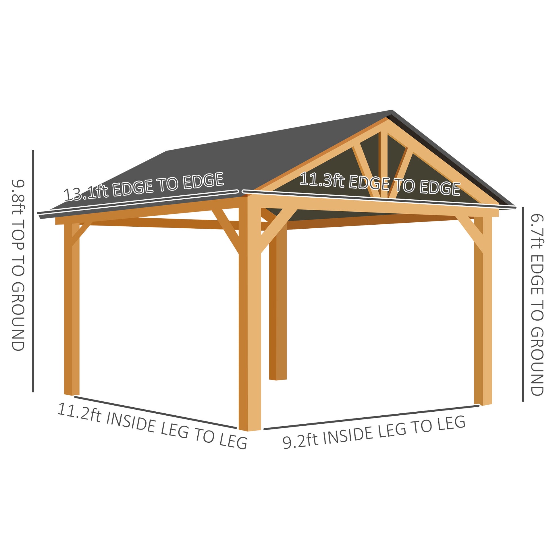 11 ft x 13 ft Metal Gazebo, Natural, Black
