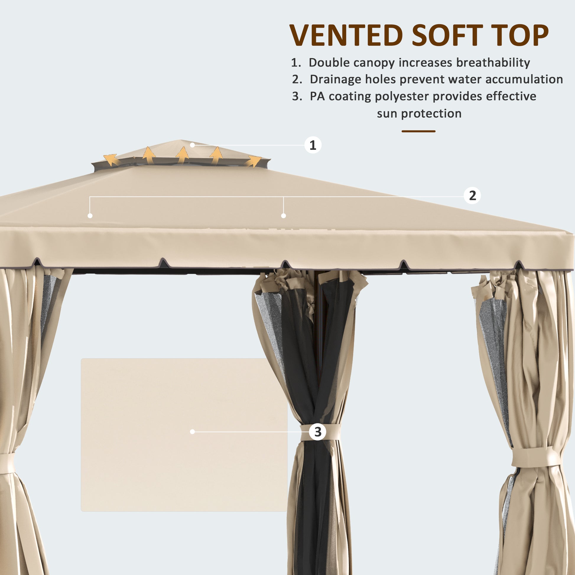 10 ft x 10 ft Aluminum Gazebo, Khaki