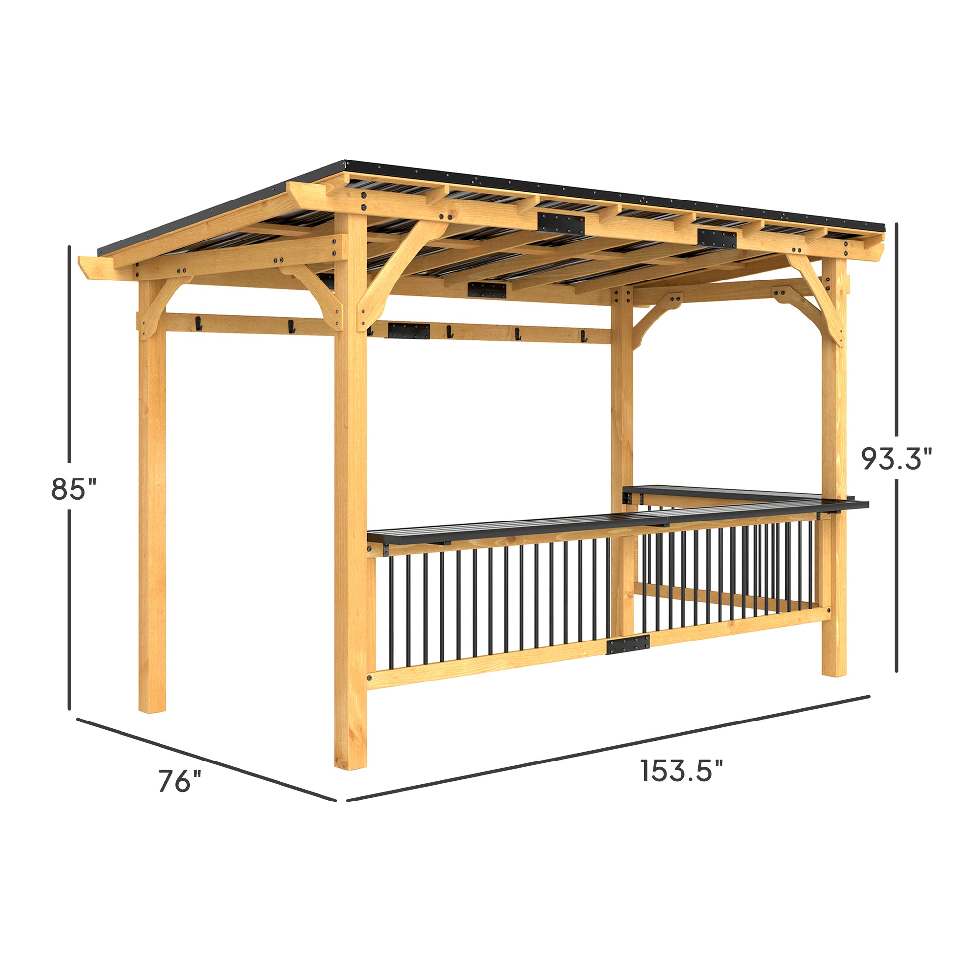 13 ft x 6 ft Metal Gazebo with Shelves, Natural