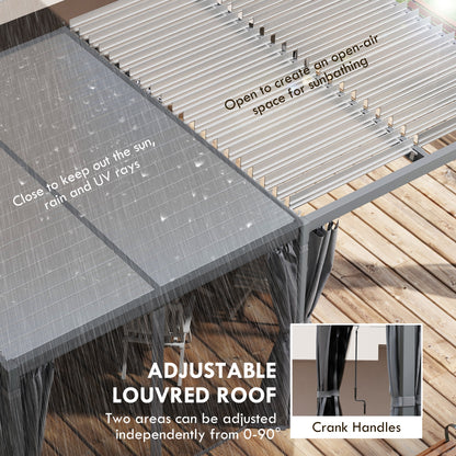 12 ft x 19 ft Aluminum Hardtop Gazebo with Adjustable Height, Dark Gray