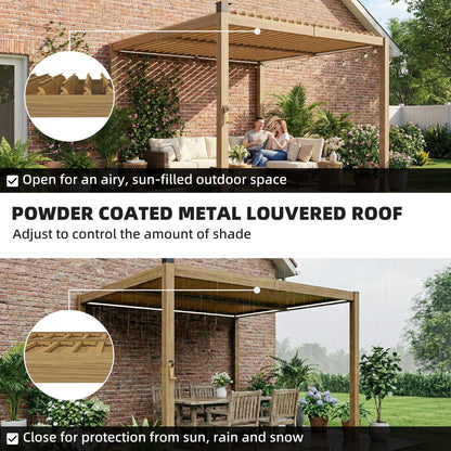 10 ft x 10 ft Metal Gazebo with Adjustable Height, Brown