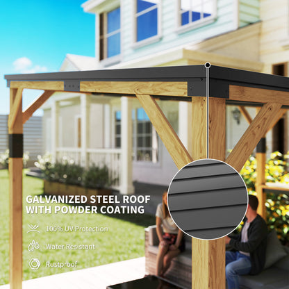 10 ft x 14 ft Metal Gazebo with Shelves, Natural
