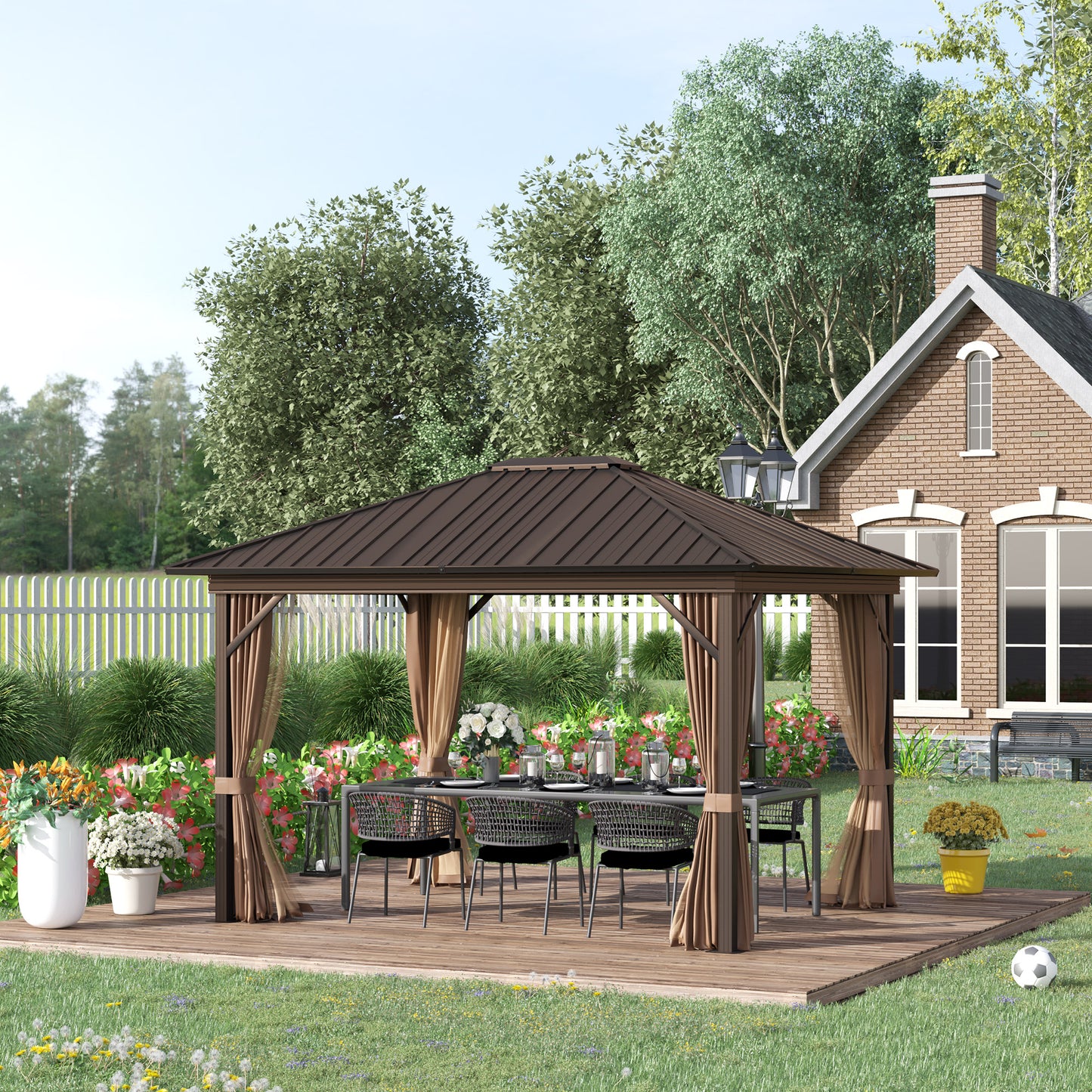 10 ft x 12 ft Aluminum Gazebo, Brown