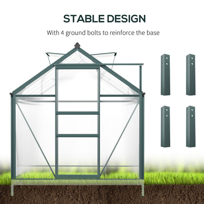 6 ft x 10 ft Polycarbonate Greenhouse with Roof Vent, Dark Green