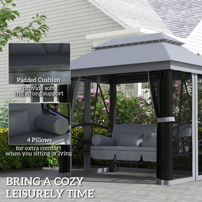 100.80 in x 67.80 in Metal Gazebo with Floor, Gray