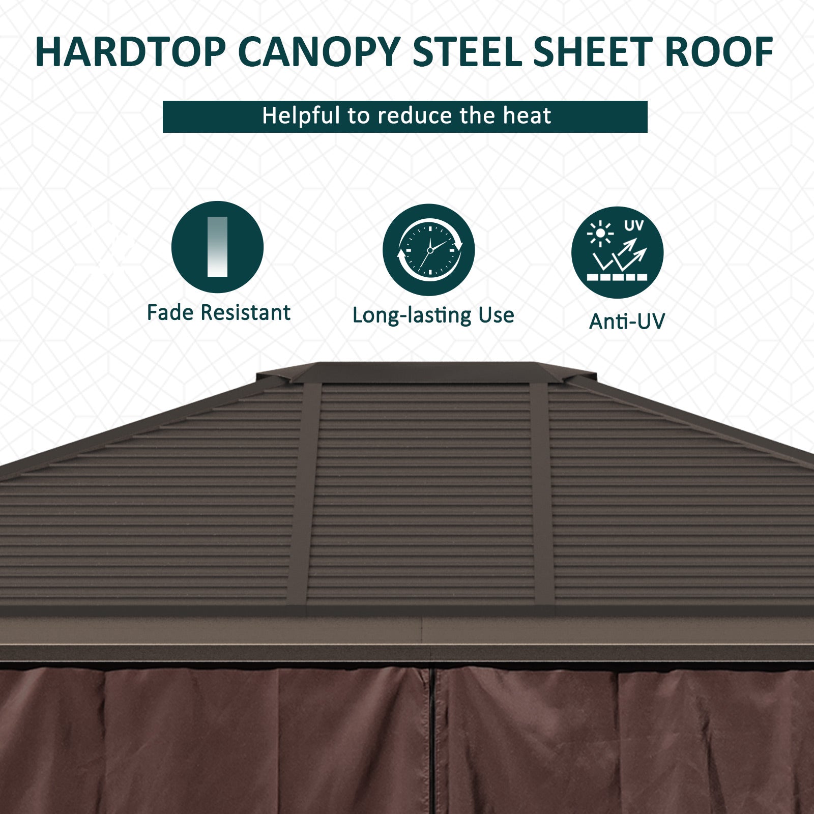 10 ft x 12 ft Aluminum Gazebo, Brown