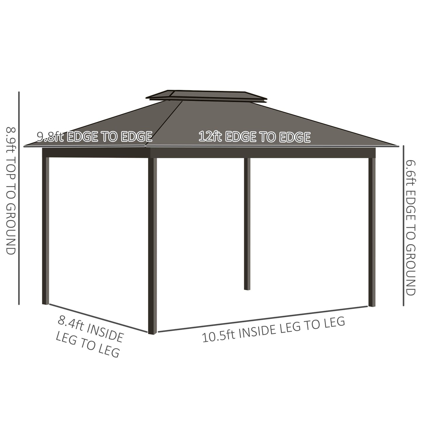 10 ft x 12 ft Metal Gazebo, Gray