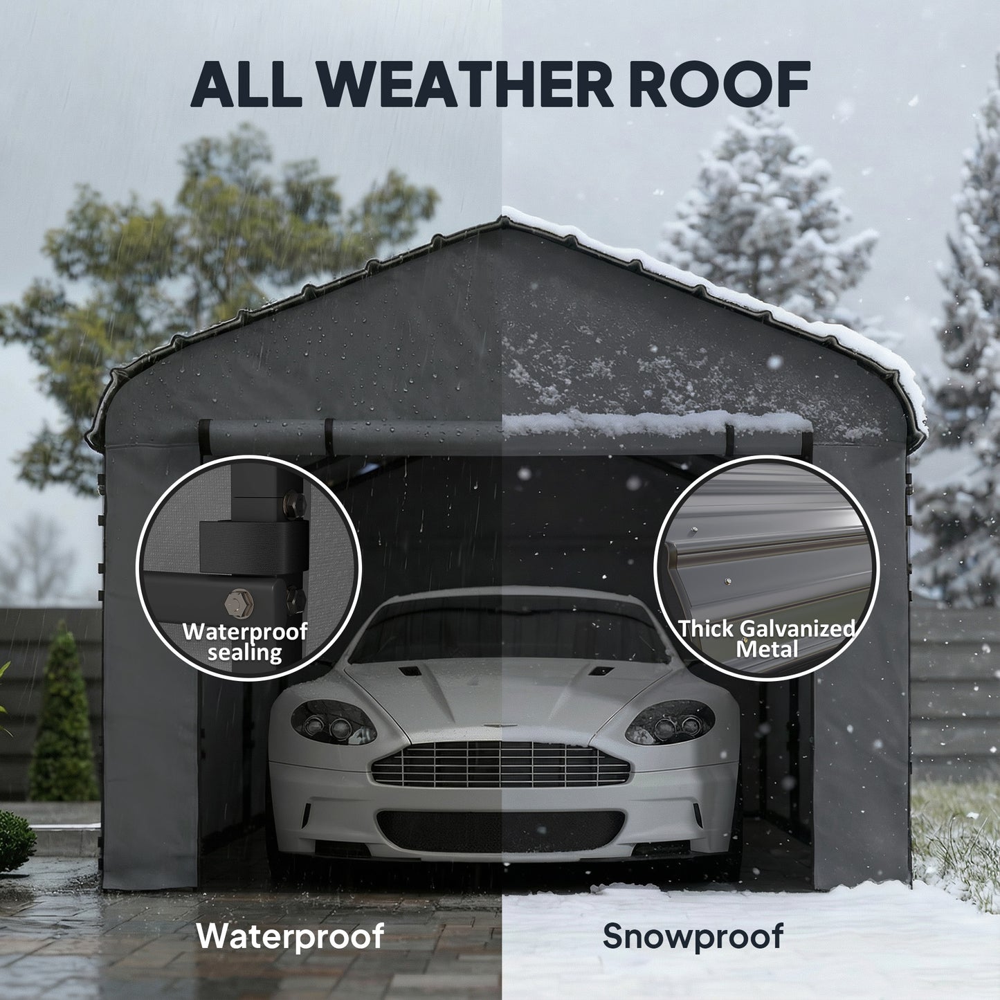 12 ft x 20 ft Plastic Carport, Dark Gray