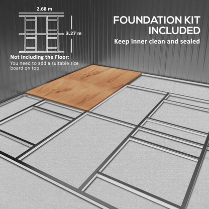 11 ft x 13 ft Metal Storage Shed with Foundation Kit, Dark Gray