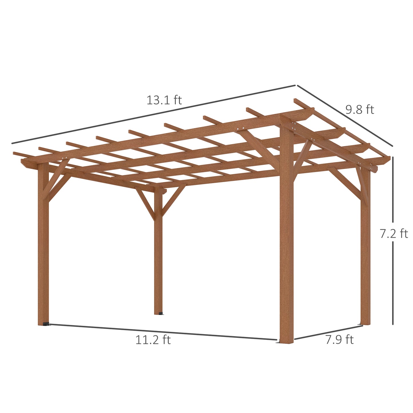 10 ft x 13 ft Wood Gazebo, Dark Brown