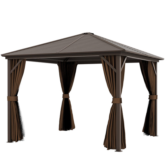 10 ft x 10 ft Aluminum Gazebo, Dark Brown