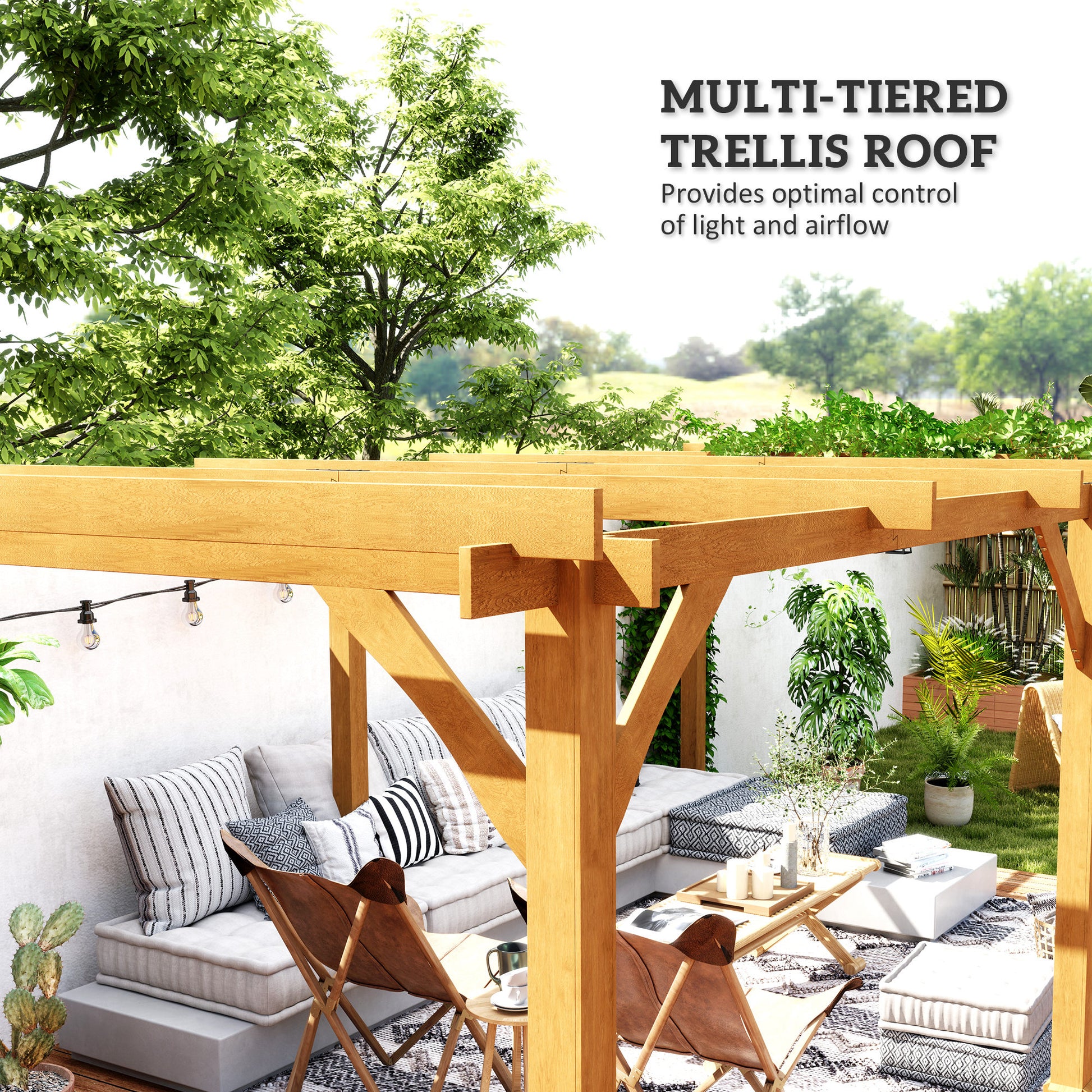 20 ft x 10 ft Wood Gazebo, Dark Brown