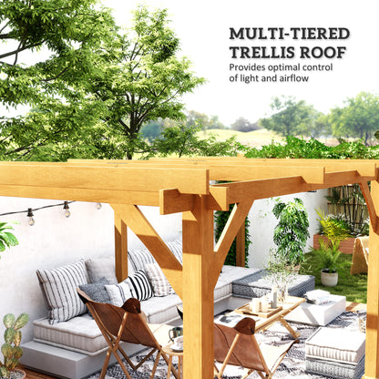 20 ft x 10 ft Wood Gazebo, Dark Brown