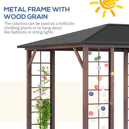 10 ft x 12 ft Metal Gazebo, Brown And Gray