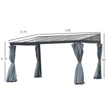 10 ft x 13 ft Aluminum Gazebo with Adjustable Height, Gray