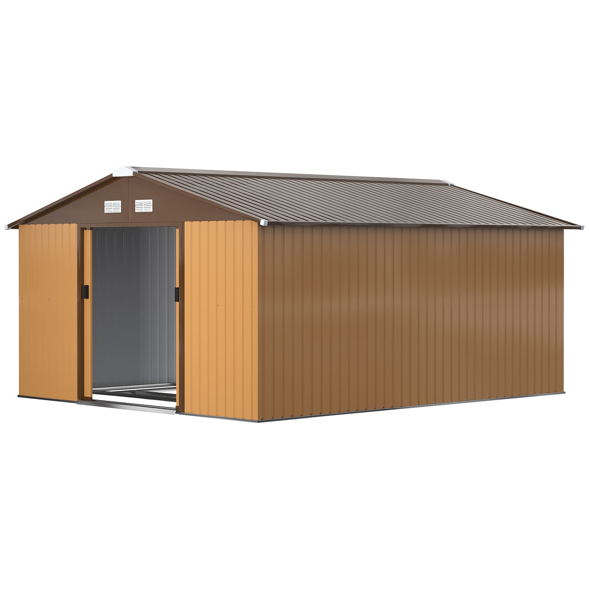 11.20 ft x 12.70 ft Metal Storage Shed with Foundation Kit, Yellow