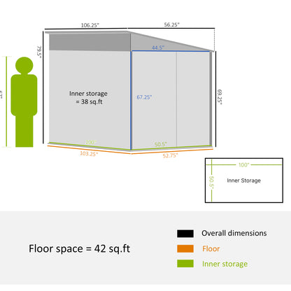 4.6 ft x 9 ft Metal Garden Shed with Foundation Kit, White