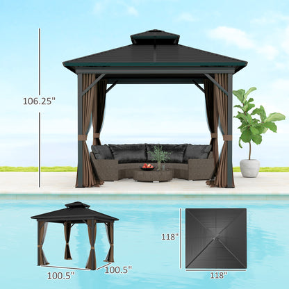10 ft x 10 ft Aluminum Gazebo, Dark Brown