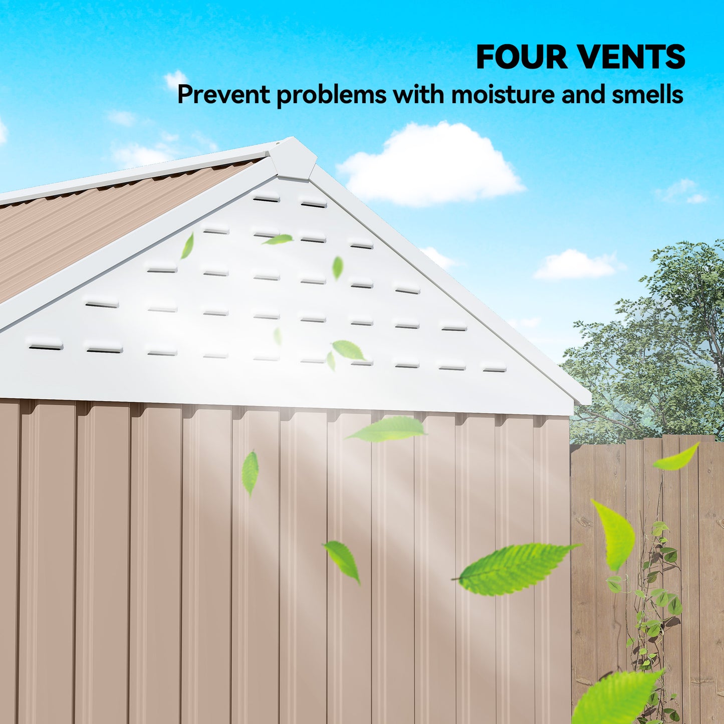 8 ft x 6 ft Metal Storage Shed with Floor, Brown