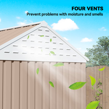 8 ft x 6 ft Metal Storage Shed with Floor, Brown