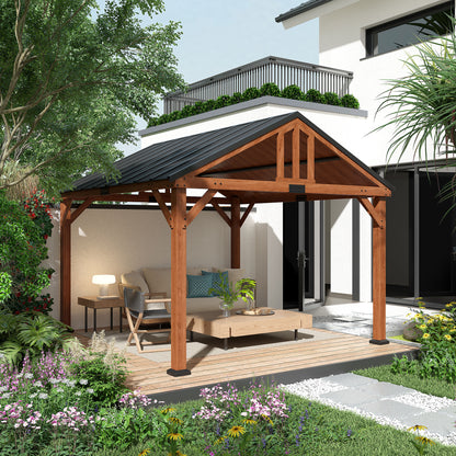 11 ft x 12 ft Wood Gazebo, Brown