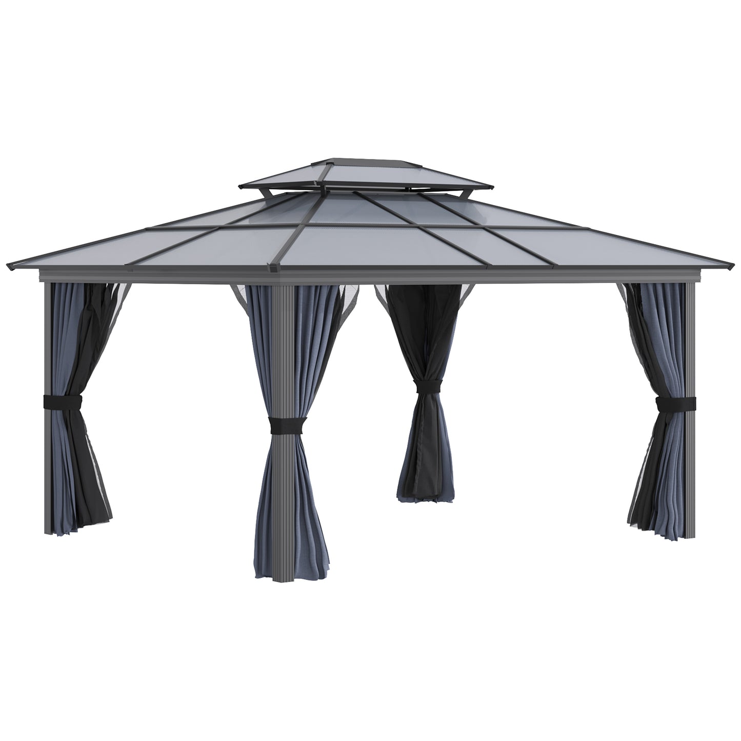 10 ft x 12 ft Aluminum Gazebo with Adjustable Height, Black