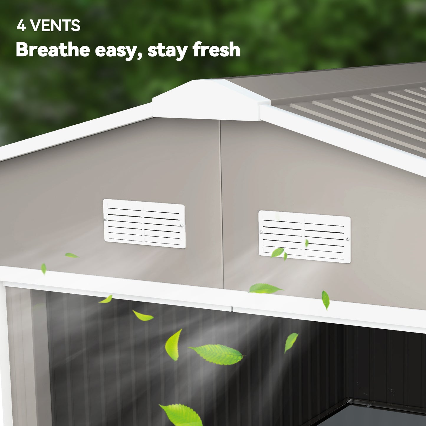 11.20 ft x 12.70 ft Metal Storage Shed with Foundation Kit, Light Gray