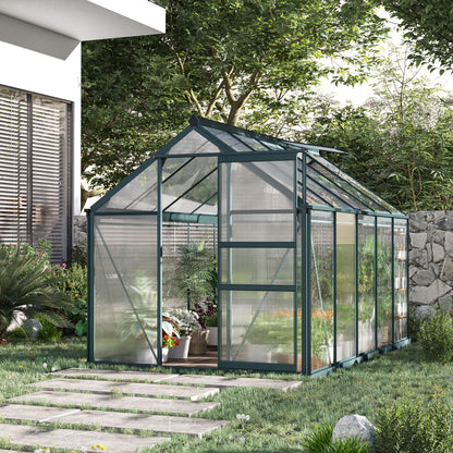 6 ft x 10 ft Polycarbonate Greenhouse with Roof Vent, Dark Green