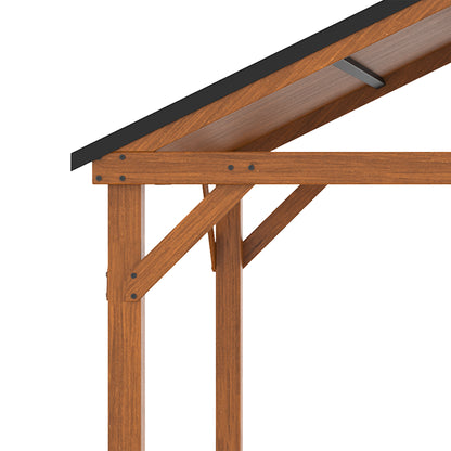 11 ft x 12 ft Wood Gazebo, Brown