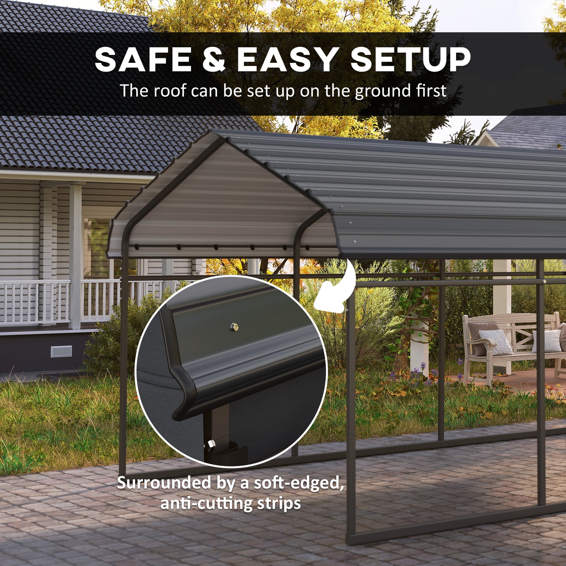 10 ft x 15 ft Plastic Carport, Dark Gray