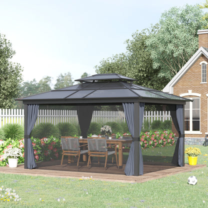 10 ft x 12 ft Aluminum Gazebo with Adjustable Height, Black