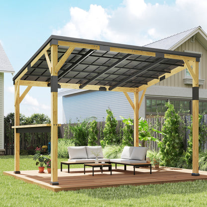 10 ft x 14 ft Metal Gazebo with Shelves, Natural