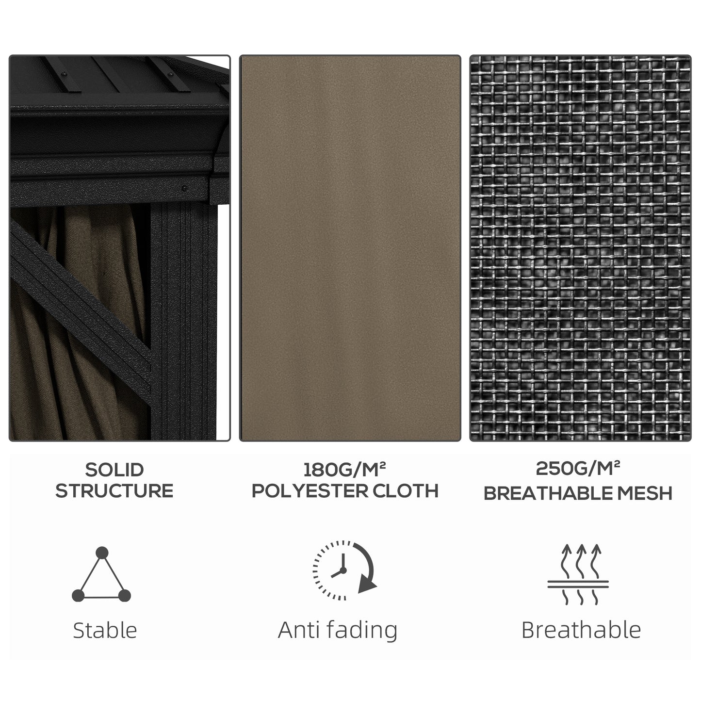 10 ft x 10 ft Aluminum Gazebo, Dark Brown