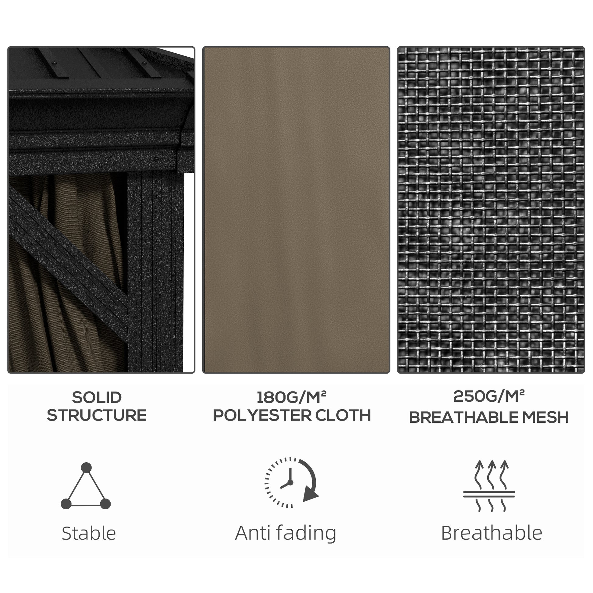 10 ft x 10 ft Aluminum Gazebo, Dark Brown