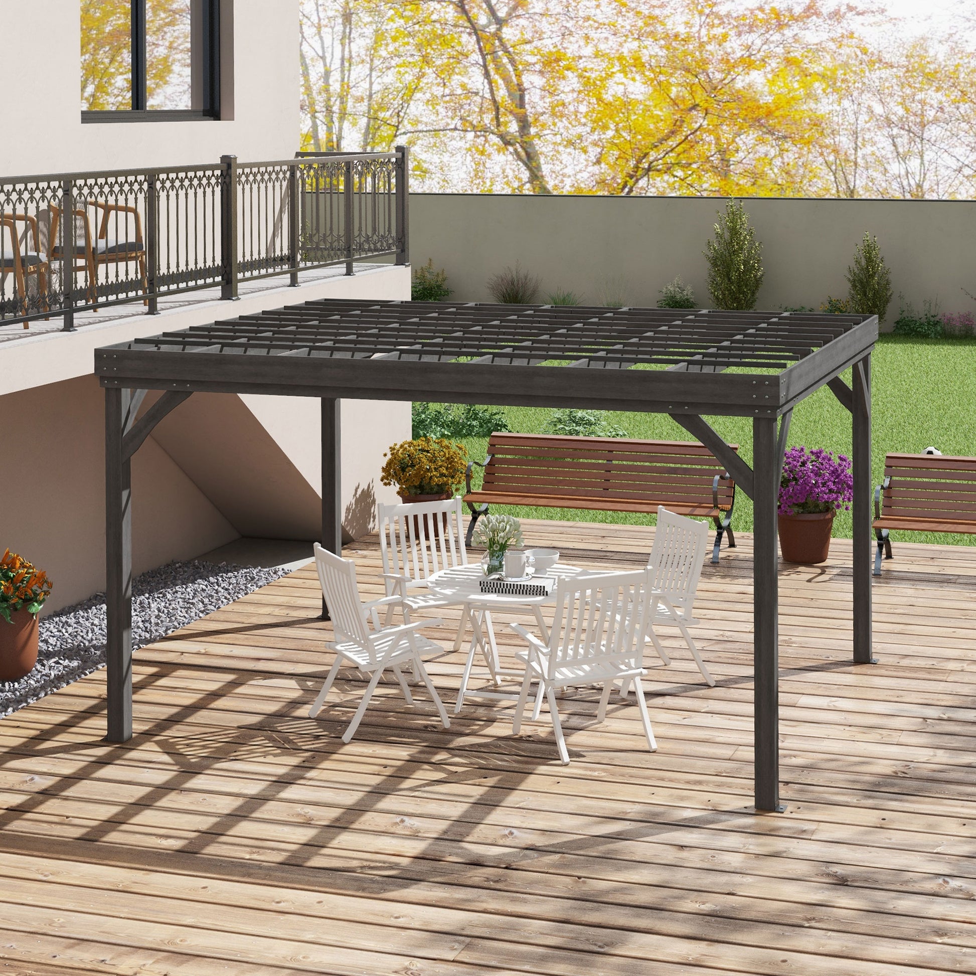 10 ft x 12 ft Wood Gazebo, Gray