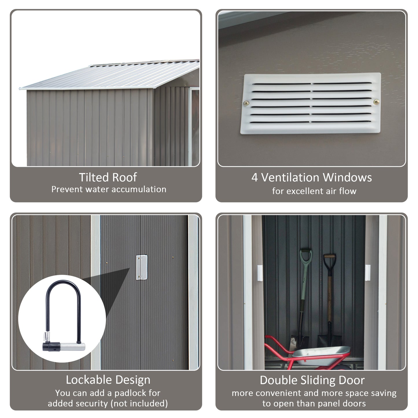 9 ft x 6 ft Metal Storage Shed with Vents, White