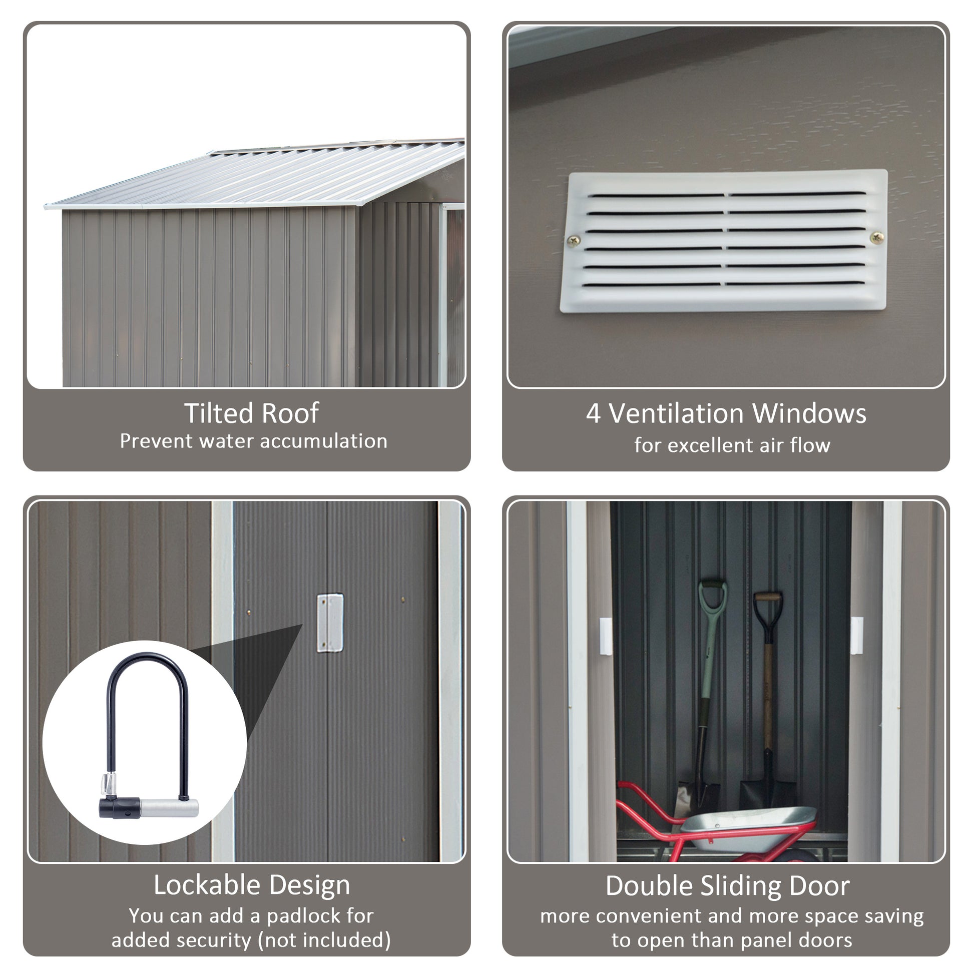 9 ft x 6 ft Metal Storage Shed with Vents, White