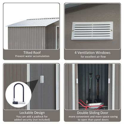 9 ft x 6 ft Metal Storage Shed with Vents, White