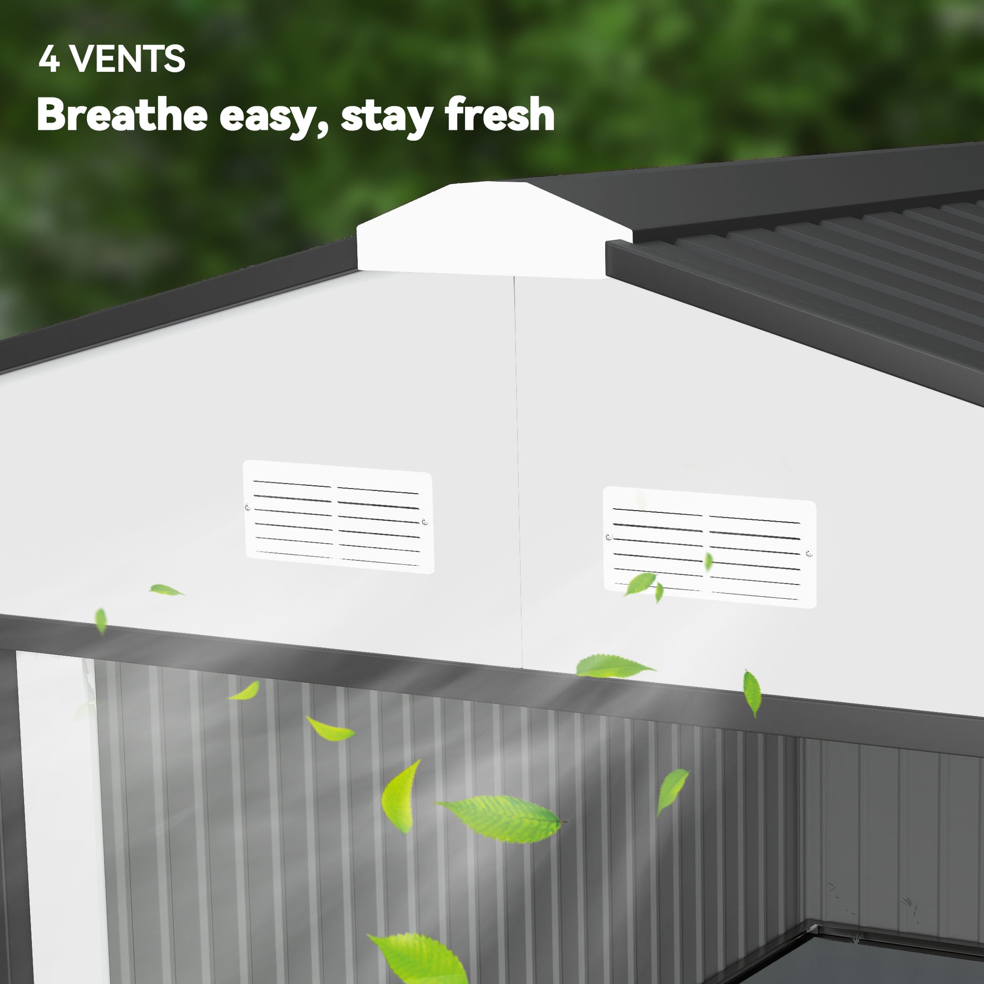 11.20 ft x 12.70 ft Metal Storage Shed with Foundation Kit, White