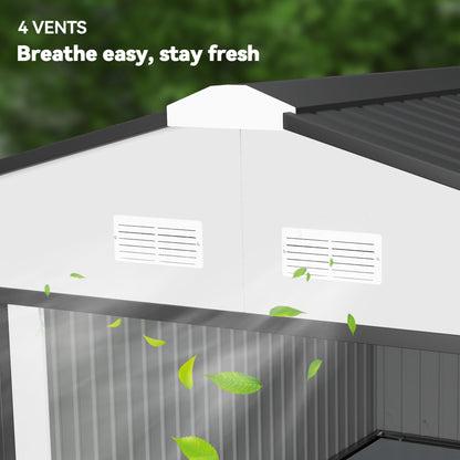 11.20 ft x 12.70 ft Metal Storage Shed with Foundation Kit, White