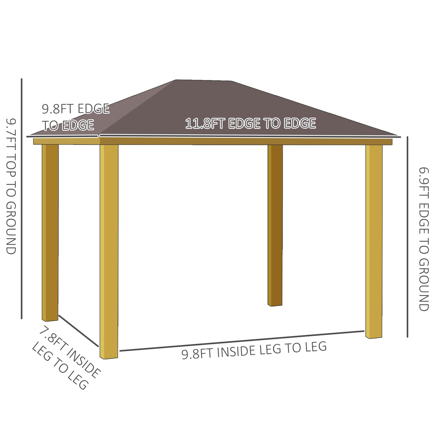 10 ft x 12 ft Aluminum Gazebo with Floor, Brown