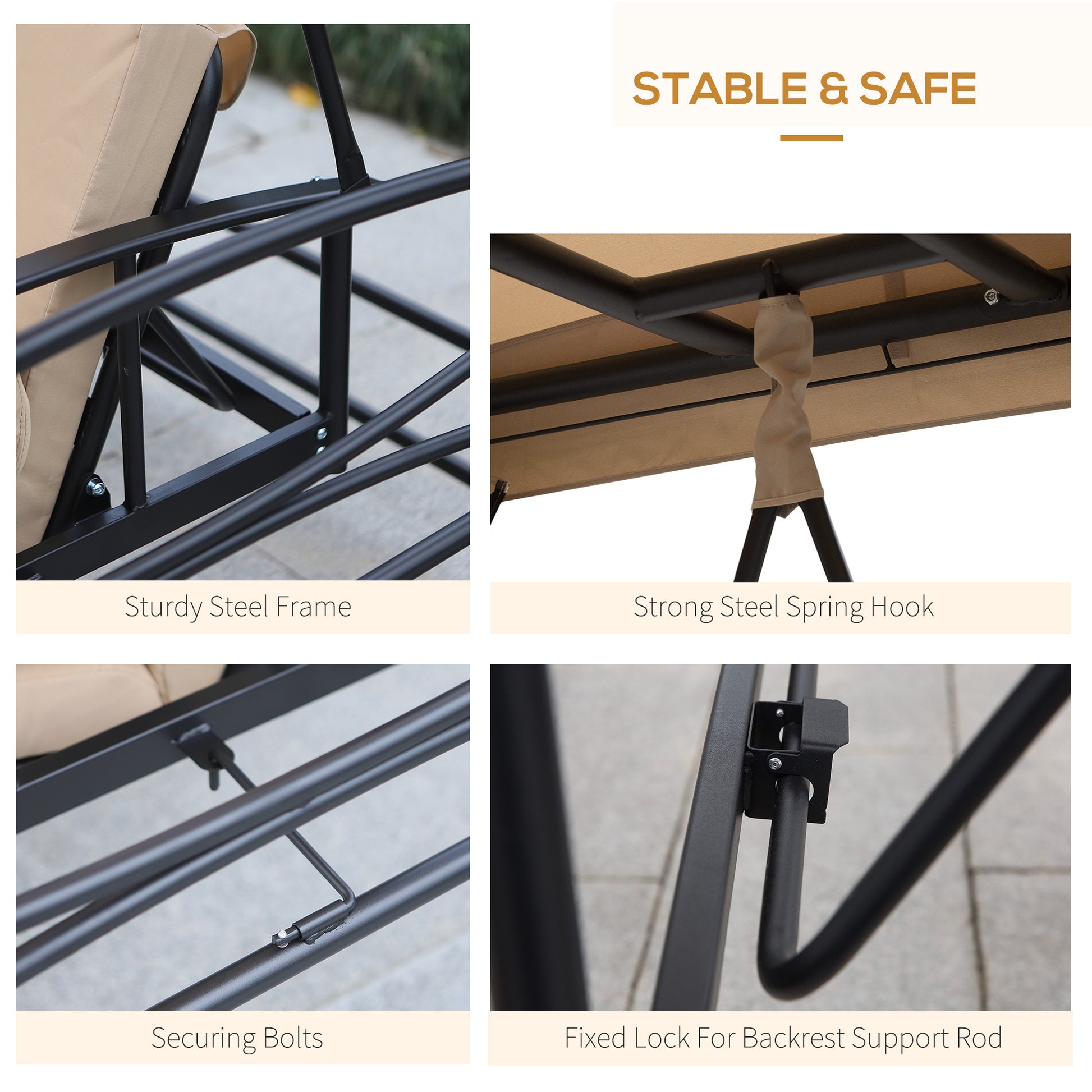 100.80 in x 67.80 in Metal Gazebo with Floor, Beige