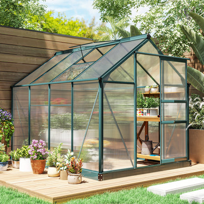 6 ft x 8 ft Polycarbonate Greenhouse with Roof Vent, Dark Green